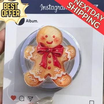 Gingerbread Man Festive Holiday Magnetic Cute Trendy Phone Grip