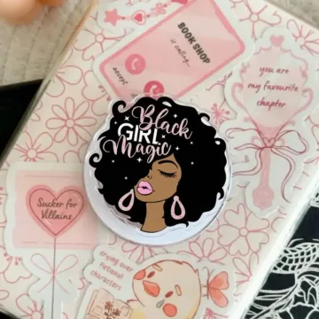 Afro Girl with Pink Earrings Melanin Black Girl Magnetic Phone Grip