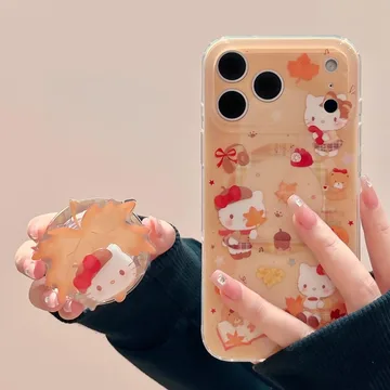 Autumn Hello Kitty Ty with Autumn Leaves Pumpkin Spice Phone Grip