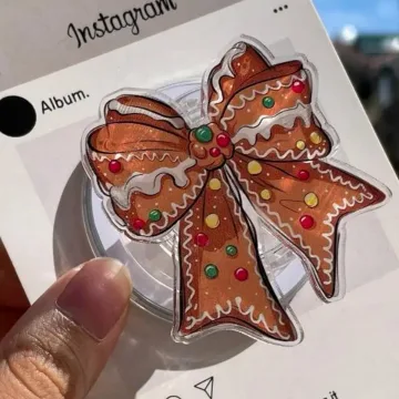 Gingerbread Coquette Bow Vintage Christmas MagSafe Phone Grip