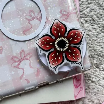 Hand Drawn Monster Mouth Creepy Floral Expanding Magnetic Phone Grip