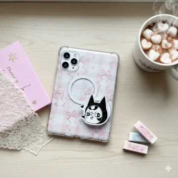 Indie Doll Character Pink Bow Coquette Ribbon Magnetic Phone Grip