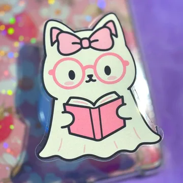 Ghost Cat Kindle Gripmagsafe Bookish Book Lover MagSafe Phone Grip