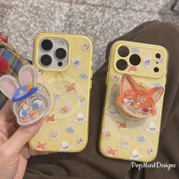 Kawaii Fox and Bunny Fox and Bunny Chibi Smiley Frog Phone Grip