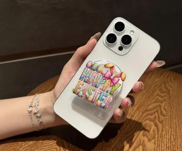 Colorful Happy Easter with Bunny Ears Frog Hedgehog Phone Grip
