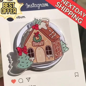 Gingerbread Library Festive Christmas Book Stack Bookshelf Phone Grip