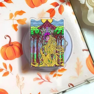 Stained Glass Long Hair Princess Magnetic Cute Trendy Phone Grip