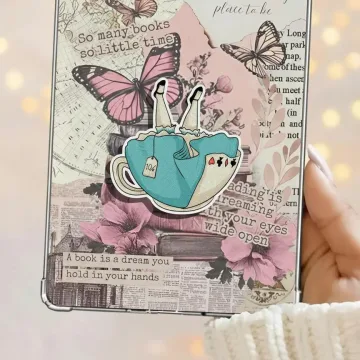 Vintage Teacup Alice Wonderland Bookish Kindle Book Lover Phone Grip