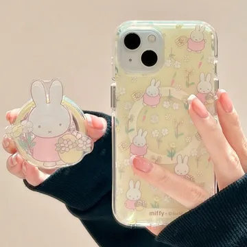 Kawaii Bunny with Flowers Chibi Smiley Frog Hedgehog Phone Grip
