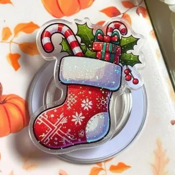 Socks Gift Christmas Santa Snowflake Magnetic Cute Phone Grip