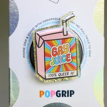 Gay Juice Pride Glitter LGBT Reader Rainbow Queer Phone Grip