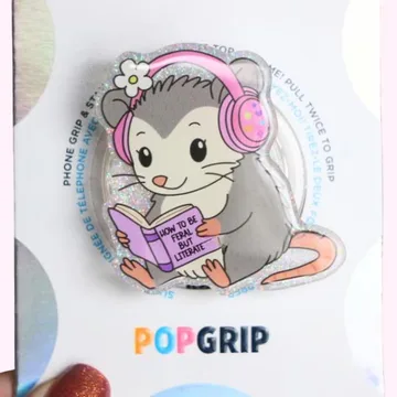Opossum Feral Reader Kindle Bookish Gift for Her Mount Phone Grip