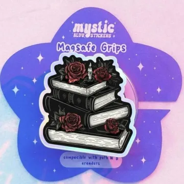 Gothic Rose Book Stack for Dark Romance Fans MagSafe Phone Grip