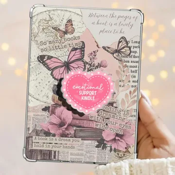 Emotional Support Kindle Pink Heart Lovely Kindle Book Phone Grip