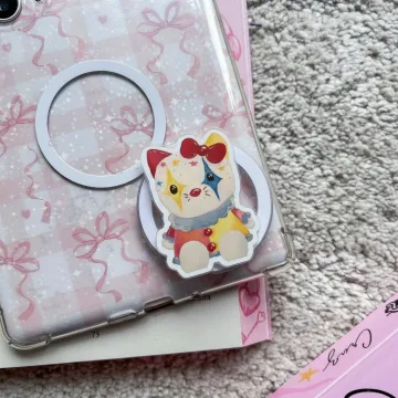 Adorable Circus Cat with Red Bow Coquette Ribbon Kitten Phone Grip