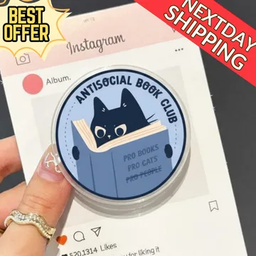 Antisocial Book Club Cat Reader Bookworm Born To Read Phone Grip