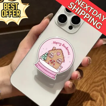 Merry Bookish Snow Globe Gingerbread House Kindle Phone Grip