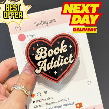 Book Addict Black Heart for Book Club Bookish Gift MagSafe Phone Grip