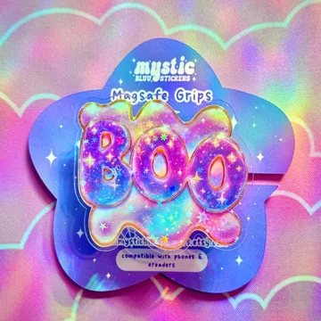 Galaxy BOO Spooky Holographic Halloween Pumpkin MagSafe Phone Grip