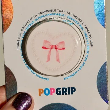 Coquette Pink Bow Kindle Ribbon Bookish Book Lover Phone Grip