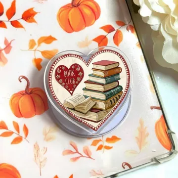 Heart Shaped Book Club Pink Reading Gift for Her Valentine Phone Grip