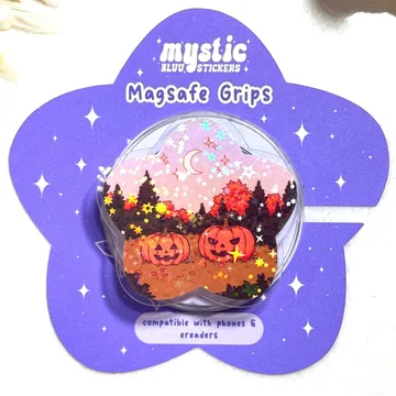 Holographic Pumpkin Halloween Spooky Cute MagSafe Phone Grip