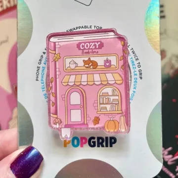 Pink Cozy Bookstore Kindle Bookish Book Lover Magnetic Phone Grip