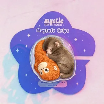 Team Punch Baby Macaque Hugging Plush Kindle High MagSafe Phone Grip