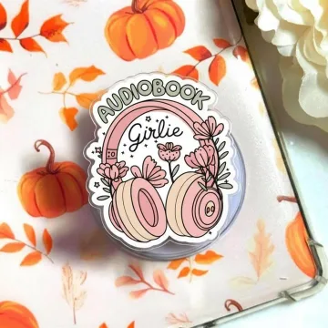 Audiobook Girlie Headphones and Floral Book Lover MagSafe Phone Grip
