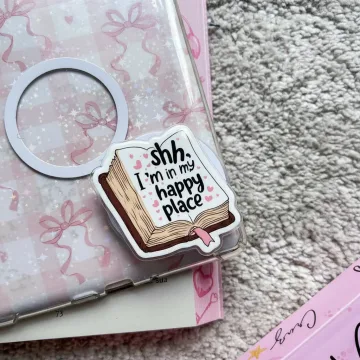 Shh I M in My Happy Place Bookish Kindle Book Lover Phone Grip