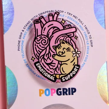 Emotional Support Cat Pink Sparkle Kindle Bookish Phone Grip