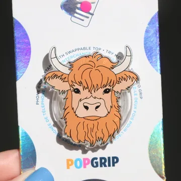 Highland Cow Sparkly Kindle Bookish Book Lover Pig Phone Grip