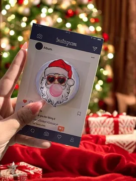 Cool Santa with Sunglasses and Bubble Christmas Snowflake Phone Grip