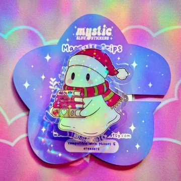 Christmas Ghost Holographic Santa Books Snowflake Phone Grip