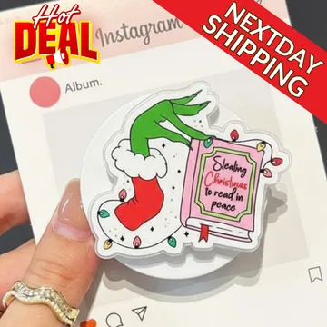 Stealing Christmas to Read in Peace Santa Snowflake Phone Grip