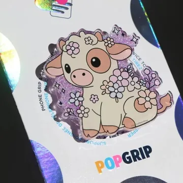 Popgrip Spring Flower Cow Kindle Sparkly Purple Bookish Phone Grip