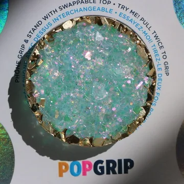 Iridescent Green Pink Faux Geode Crystal Kindle Bookish Phone Grip