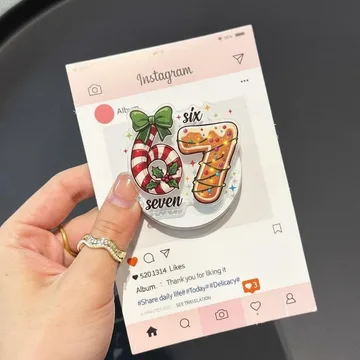 Festive Number 6 and 7 Christmas with Candy Cane Stripes Phone Grip