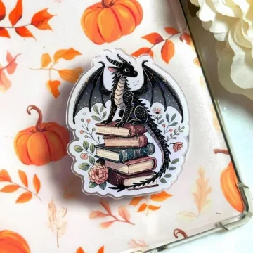 Book Dragon Fantasy Bookish Kindle Book Lover MagSafe Phone Grip