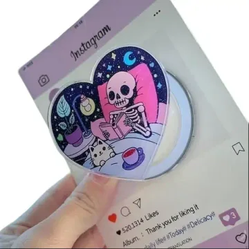 Skeleton Cat Heart Shaped Valentine Cupid Kitten Kitty Phone Grip