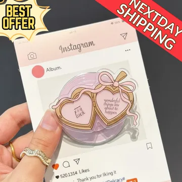 Heart Locket Pink 777 Lucky Quote Valentine Cupid Phone Grip