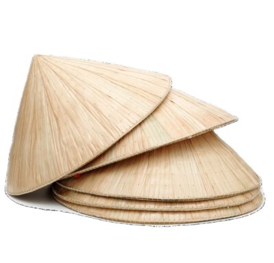 Nón Lá (Mây & Lá Cọ, Vẽ Tay, Thêu Tay, Ruy băng & Dây, 40 Cm, Chu Vi Đầu 52–54 Cm)