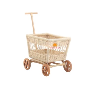 Eco-Friendly Foldable Rattan Doll Stroller