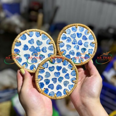 Handwoven-Rim Mother-Of-Pearl Coaster