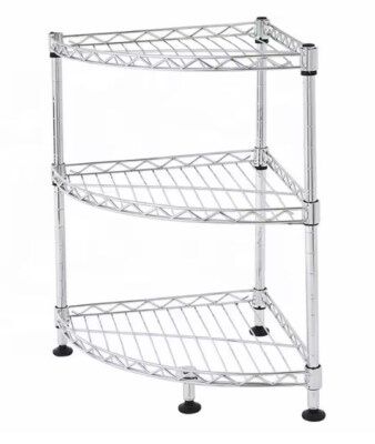 Stainless Steel 3-Tier Corner Storage Rack (Inox, Wall-Mounted, Custom Size, OEM/ODM)