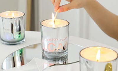 Electroplated Letter Cup Candle (Paraffin/Palm/Soy Wax, Multiple Sizes)