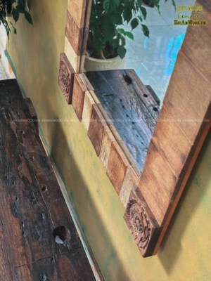Reclaimed Wood Mirror Frame (Handcrafted, Vintage Decor)
