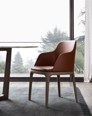 Grace Armchair (Ash Wood, Simili Upholstery, Vietnam Made)