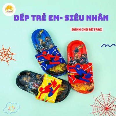 Kids PVC Slippers With Superhero Print (High Elasticity, Easy-Clean)