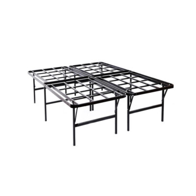 Foldable Metal Loft-Style Bed Frame With Fabric Deck (Modern Design, KD Easy Assembling)